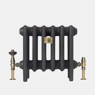 Mercury 6 Column 14" cast iron bay window radiator in Matt Black finish